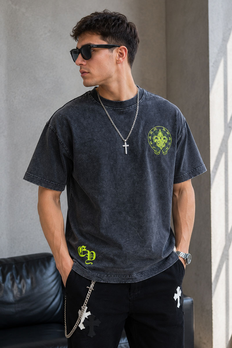 Designer Clothing Серая оверсайз футболка Gothic logo 