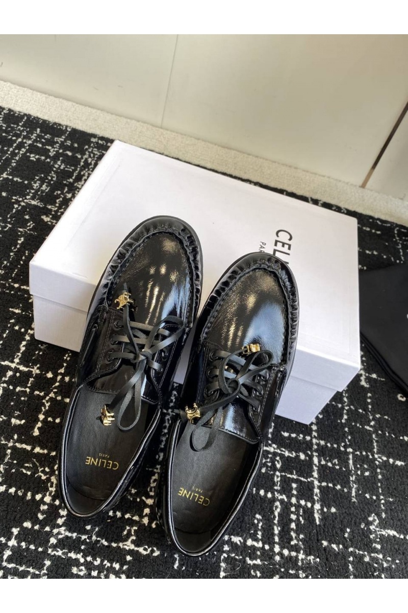Celine Женские кожаные лоферы premium - Black