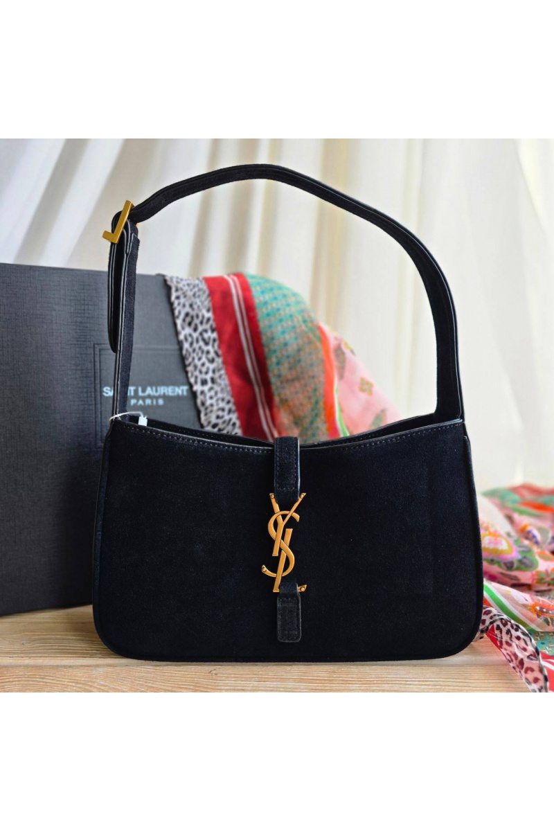 Yves Saint Laurent Женская чёрная замшевая сумка 25x13 см