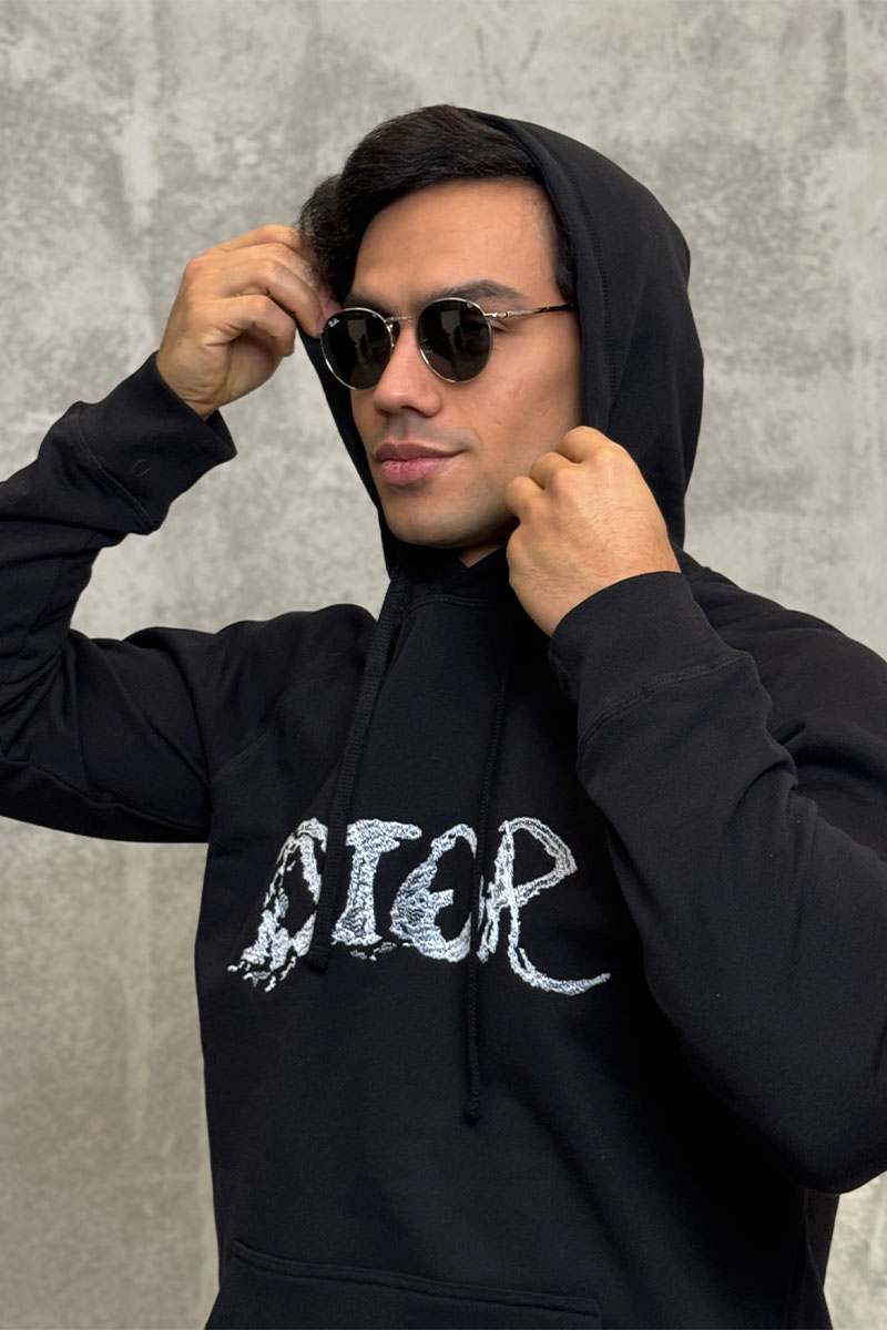 Dior Чёрное оверсайз худи logo-print