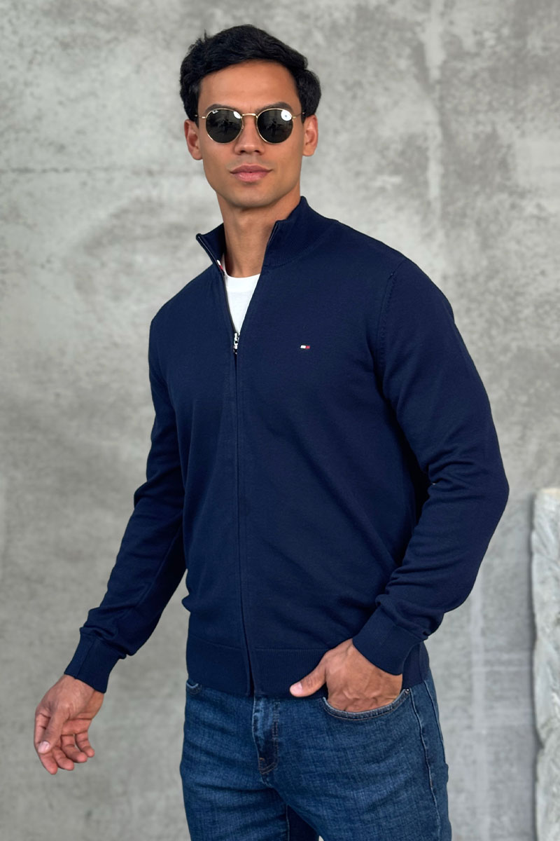 Tommy Hilfiger Кофта на молнии flag embroidery - Navy