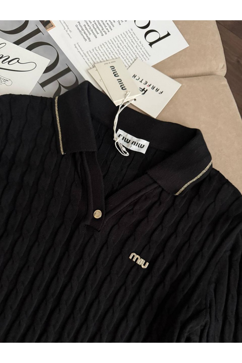 MIU MIU Женское поло с длинным рукавом premium - Black