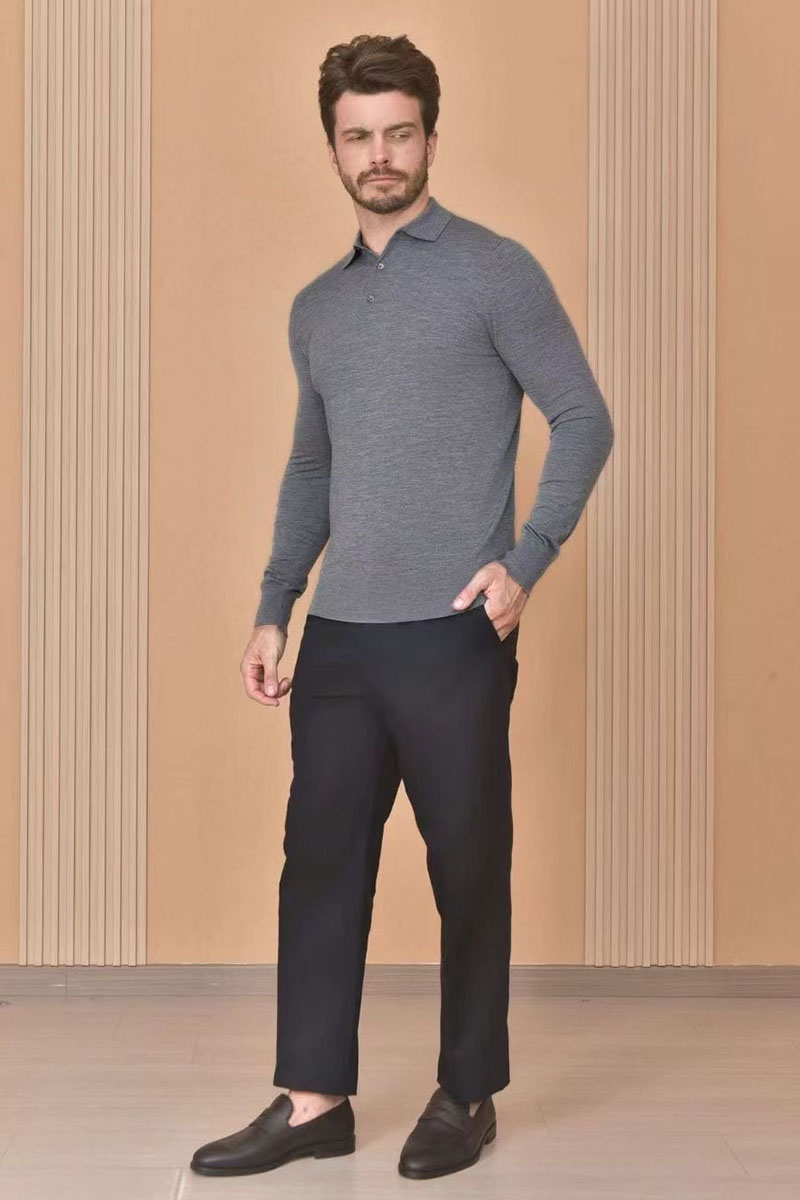 Loro Piana Поло с длинным рукавом Premium - Light Flower Gray