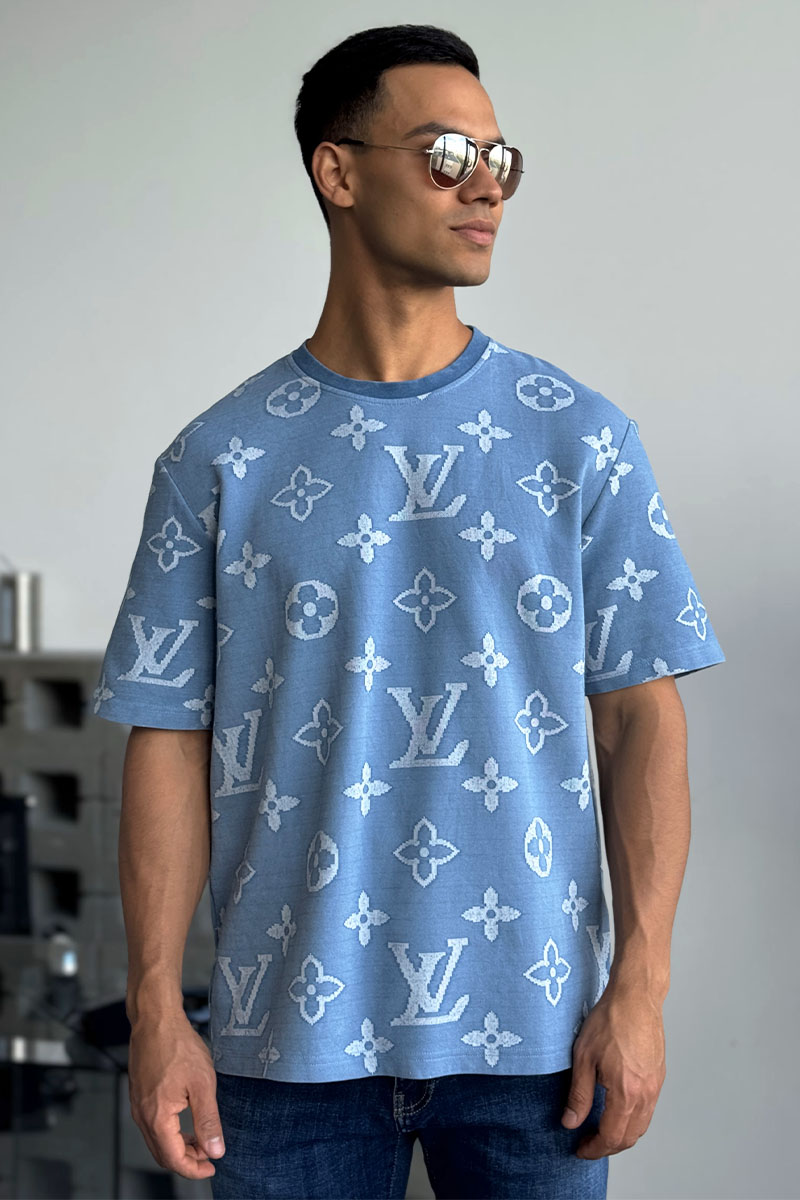 Lоuis Vuittоn Синяя оверсайз футболка Monogram