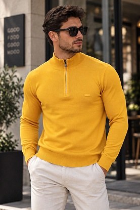 Мужской жёлтый джемпер Zip Neck 
