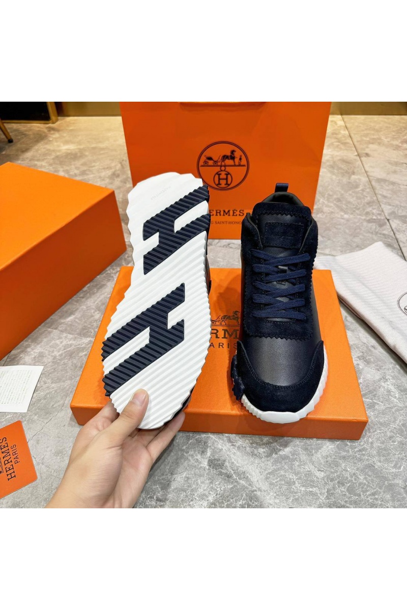 Hermes Кроссовки с мехом Bouncing high-top - Navy / White