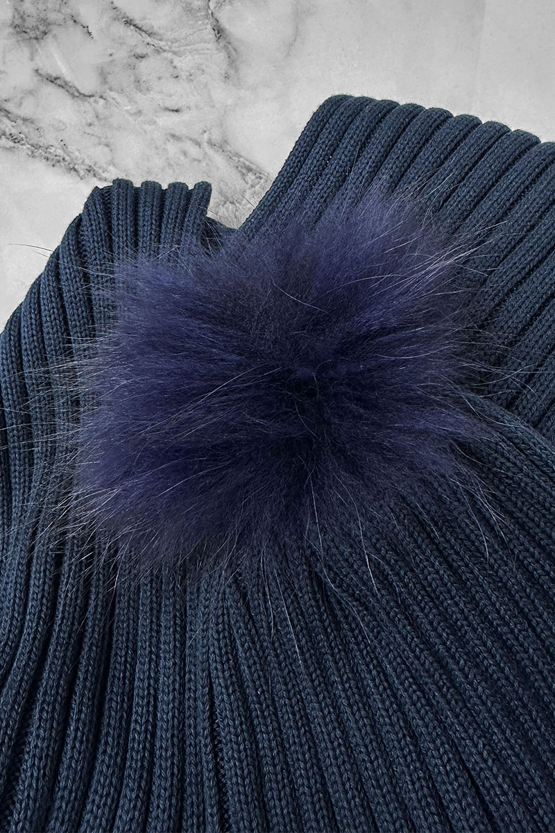 Prada Комплект из шапки и шарфа тёмно-синего цвета