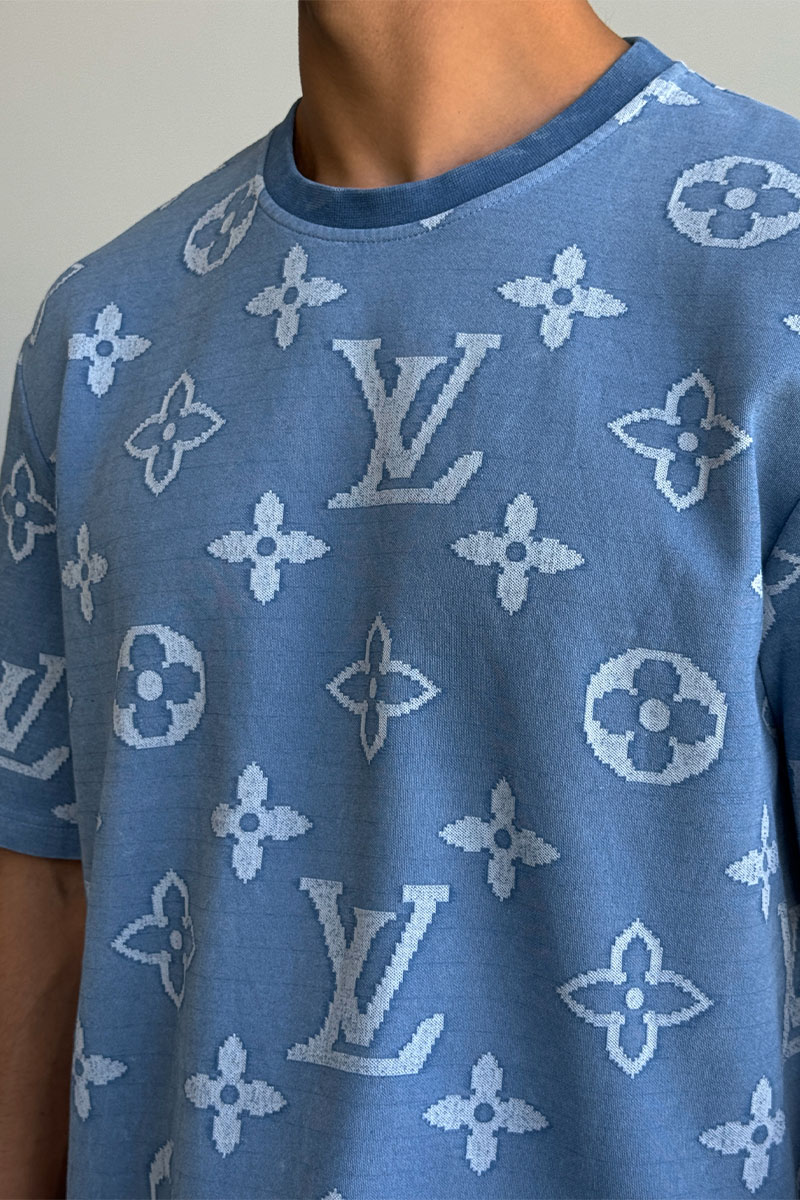 Lоuis Vuittоn Синяя оверсайз футболка Monogram