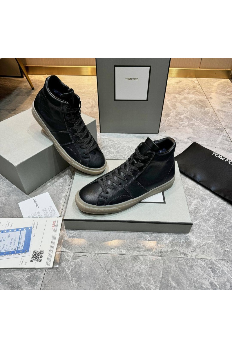 Tom Ford Кожаные кроссовки с мехом Tom Ford high-top - Black