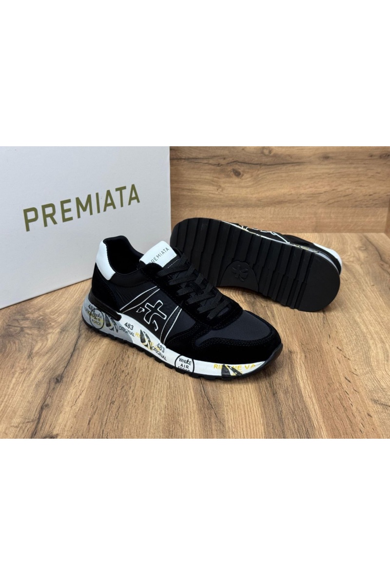 Premiata Мужские чёрные кроссовки Lander