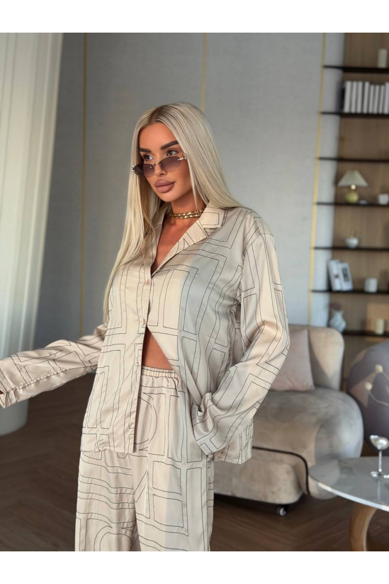 Designer Clothing Женский шёлковый костюм ТОТЕМЕ premium бежевого цвета