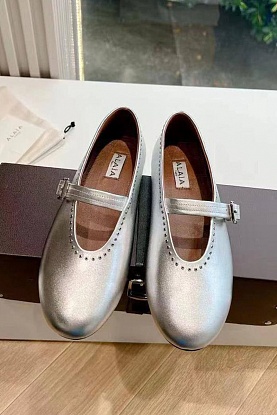 Женские кожаные балетки Alaia Strass Suede premium