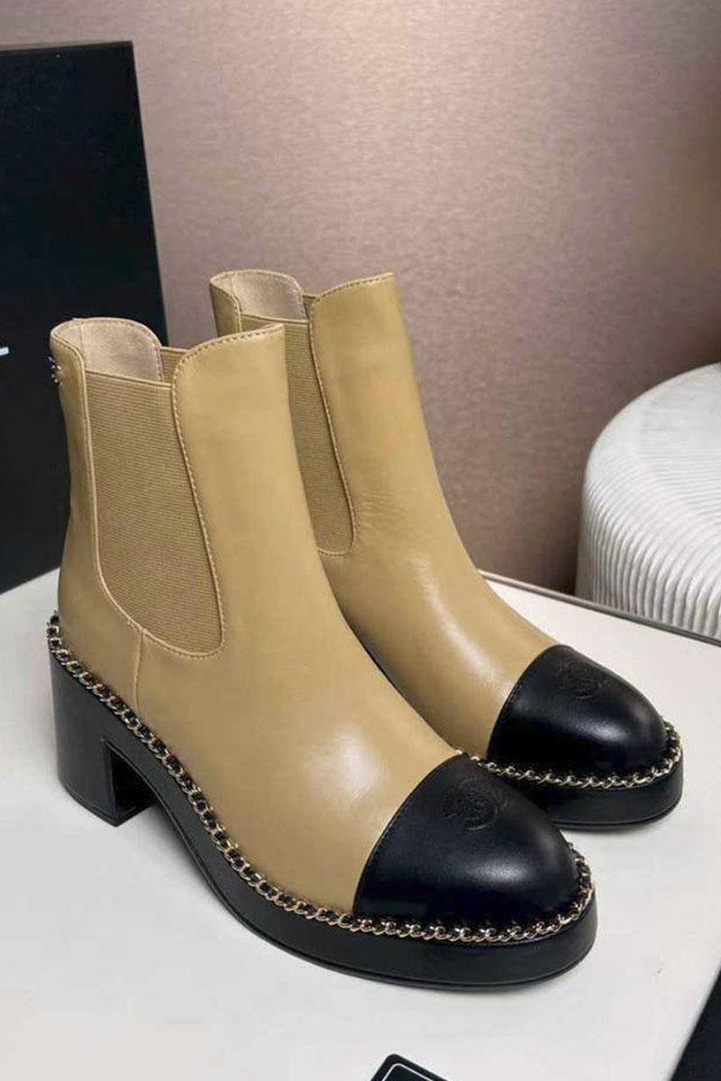 Chаnеl Женские кожаные сапоги premium - Beige
