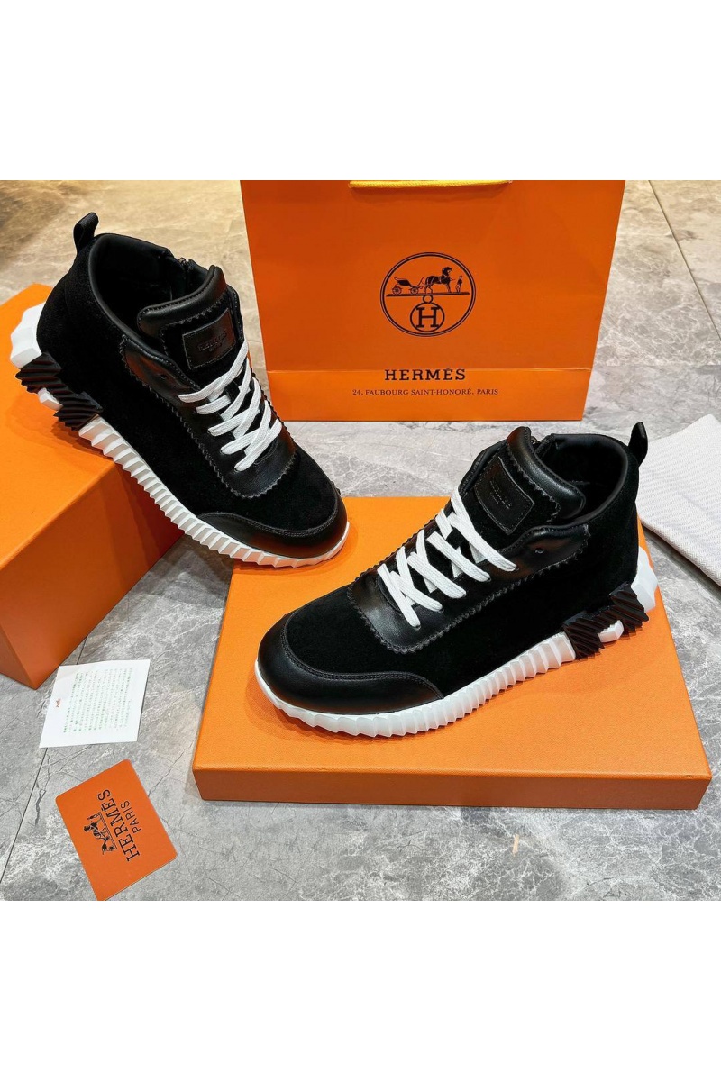 Hermes Кроссовки с мехом Bouncing high-top - Black / White