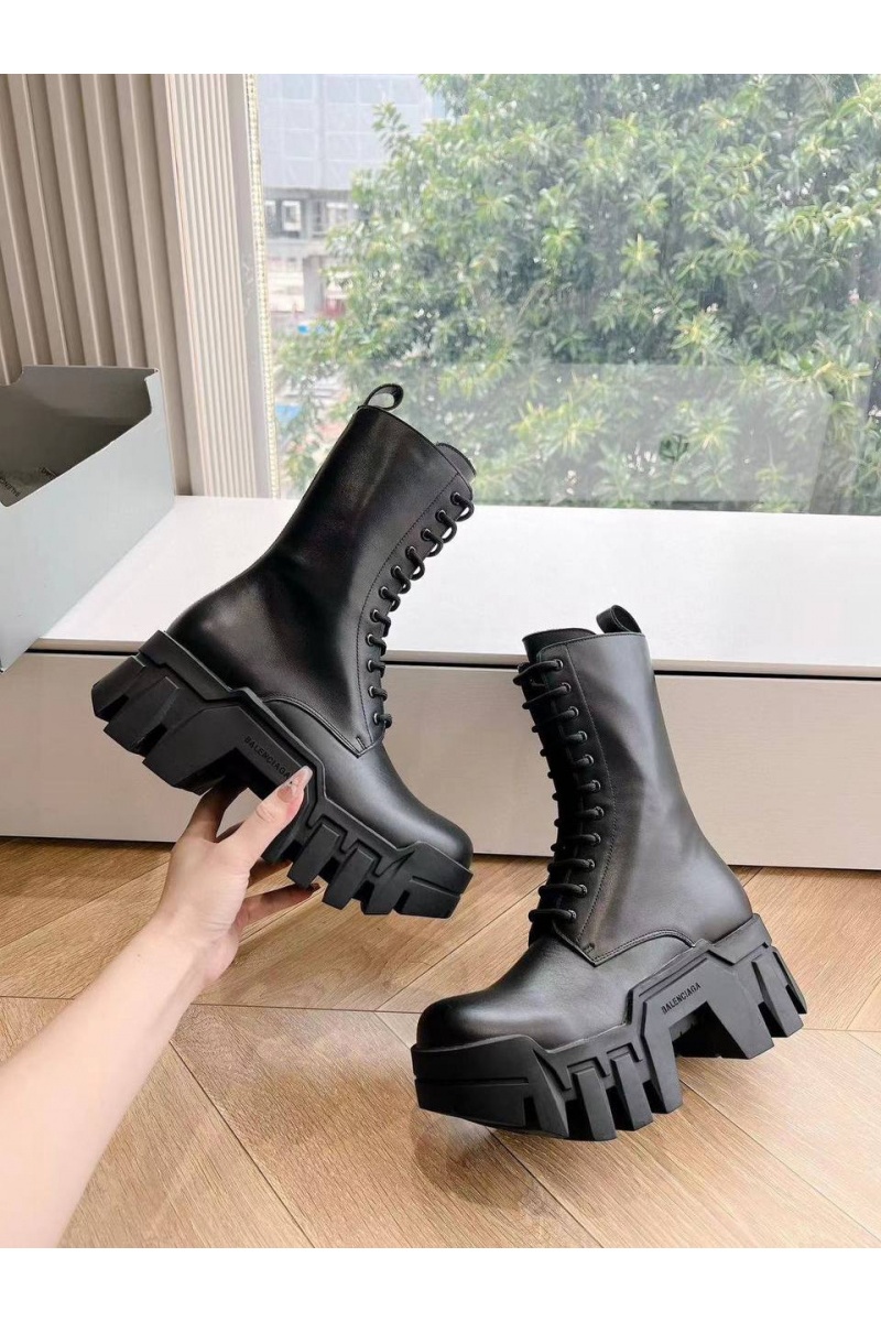 Balenciaga Женские чёрные кожаные ботинки Premium