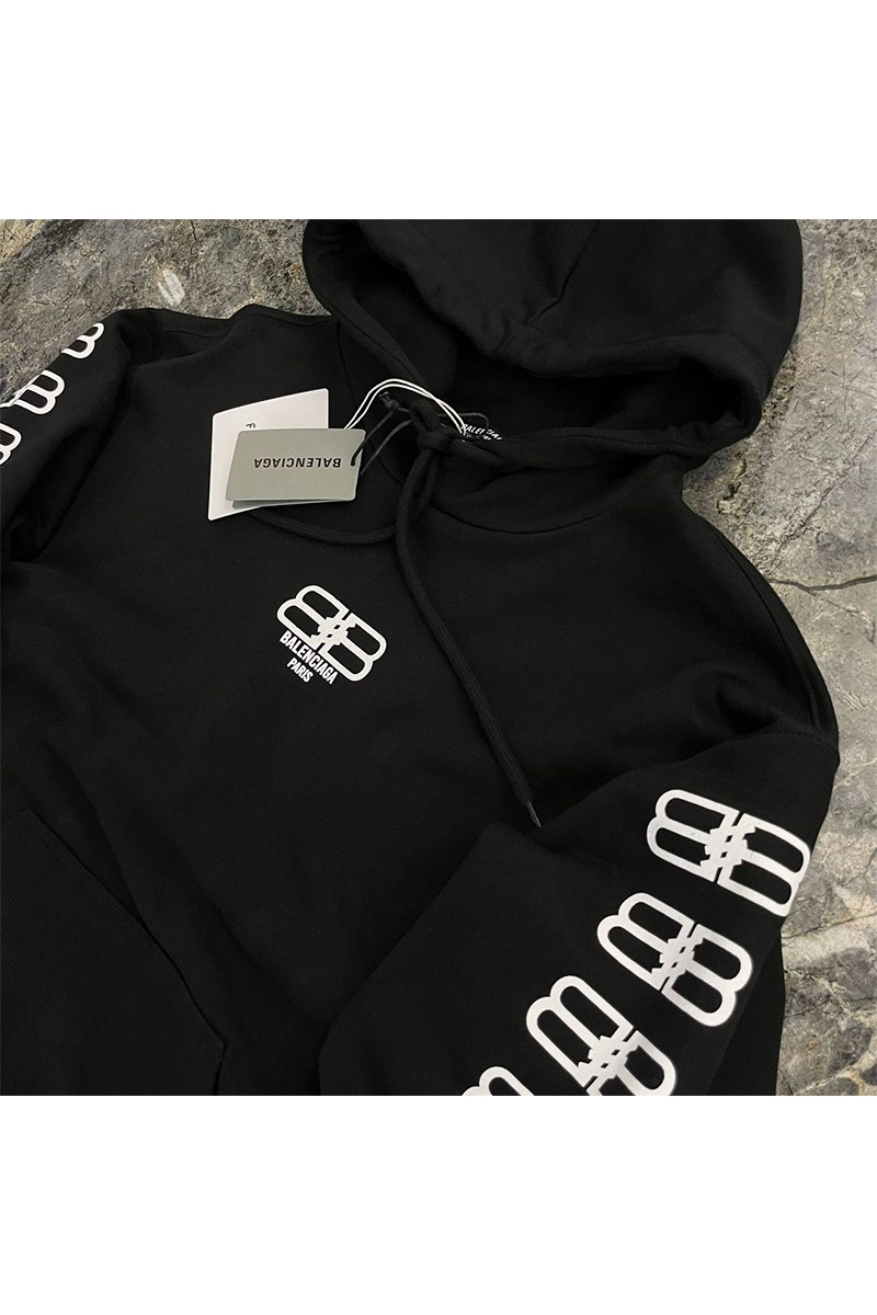 Balenciaga Мужское чёрное худи BB logo-print