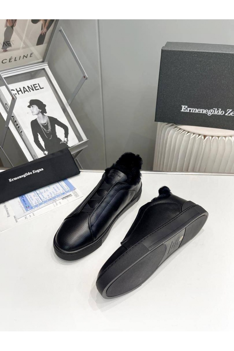 Zegna Кроссовки с мехом Triple Stitch