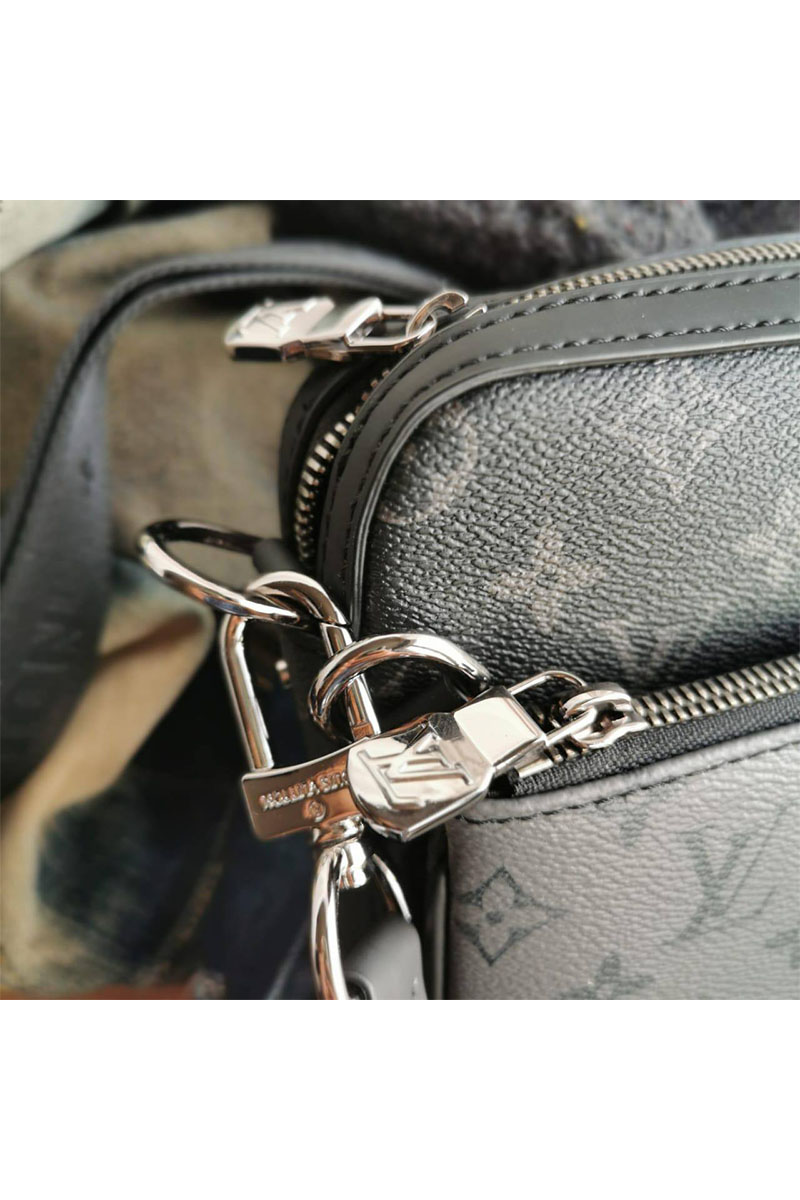 Lоuis Vuittоn Кожаная сумка Trio Messenger Monogram Eclipse 24x18 см