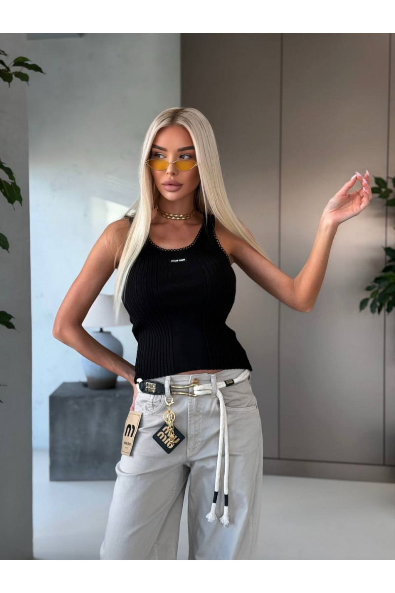 MIU MIU Женская чёрная майка premium