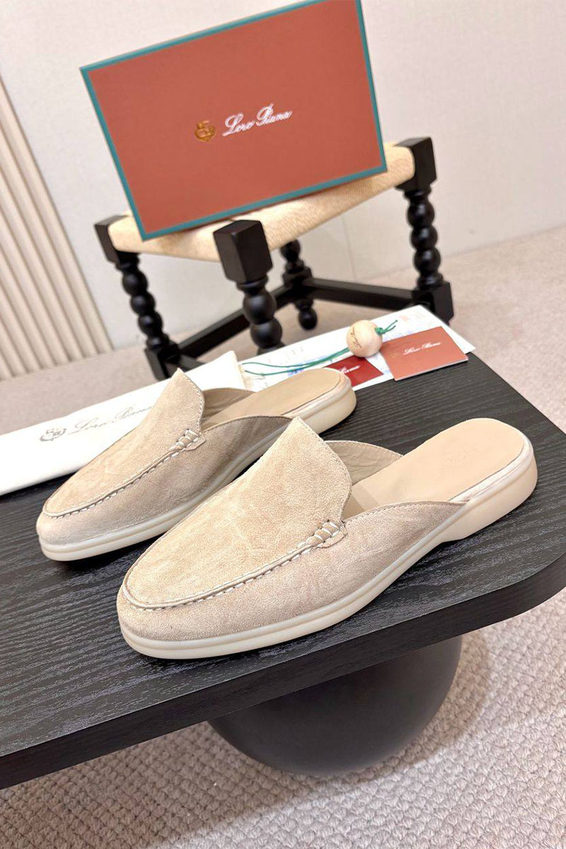 Loro Piana Мужские замшевые шлёпанцы Loro Piana