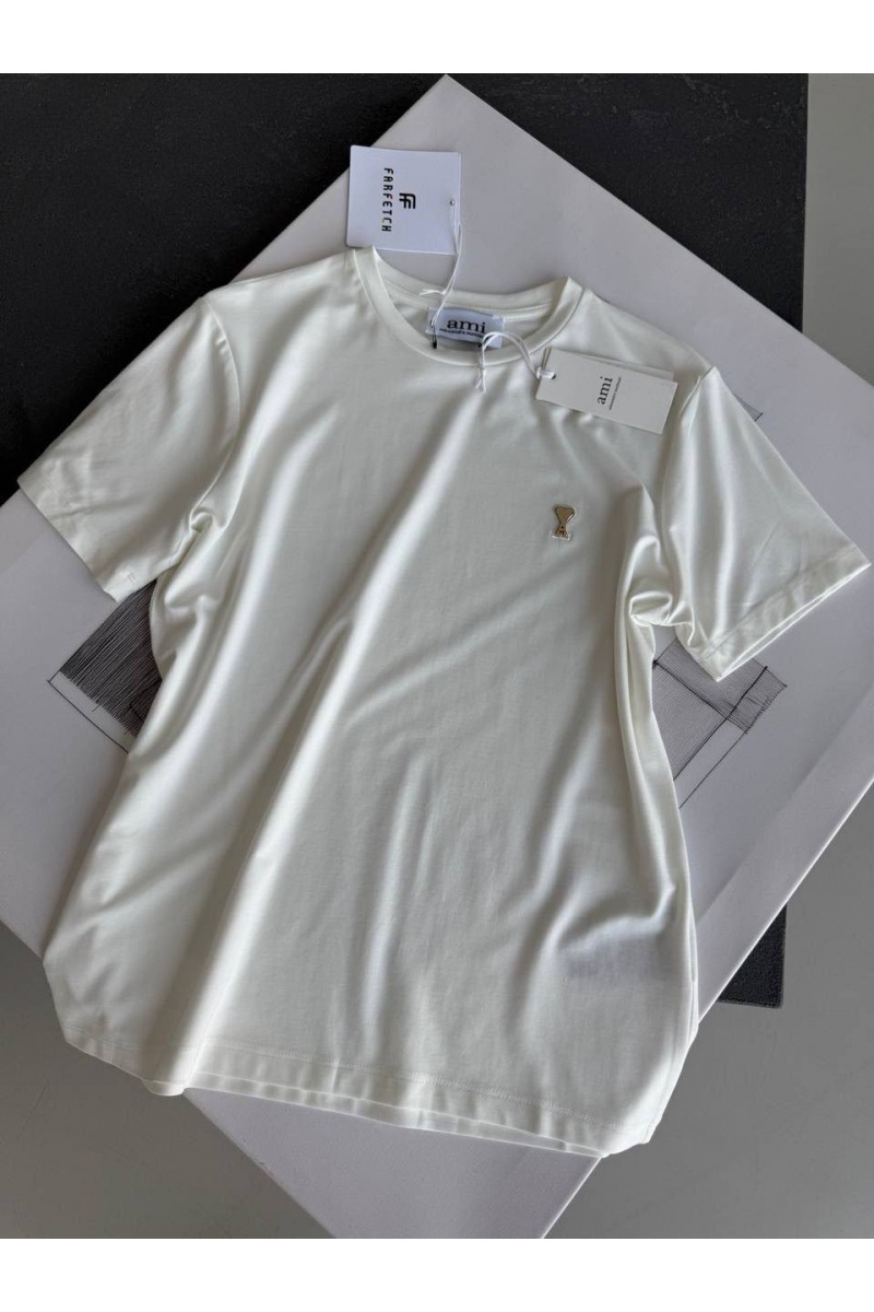 Designer Clothing Женская базовая футболка Ami белого цвета premium