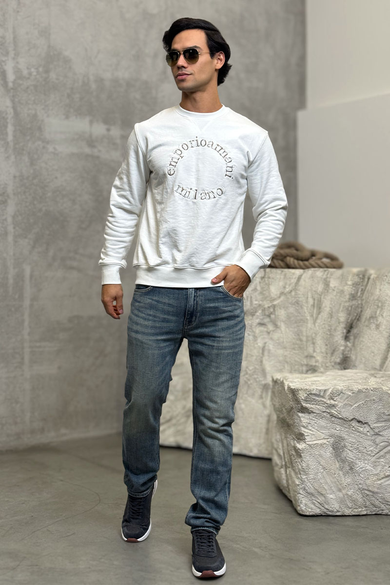 Emporio Armani EA7 Белый свитшот logo embroidery 