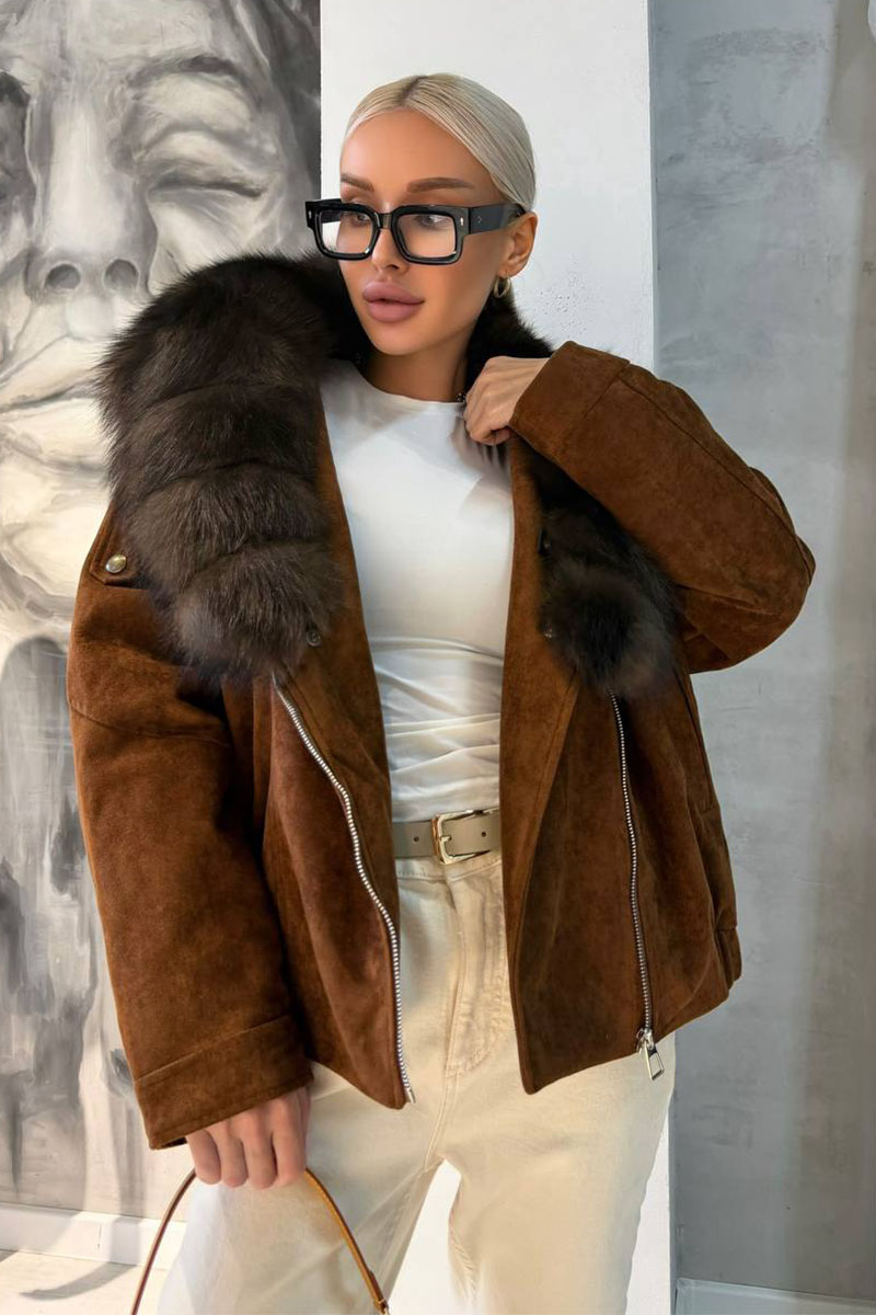Max Mara Женский бомбер с натуральным мехом premium