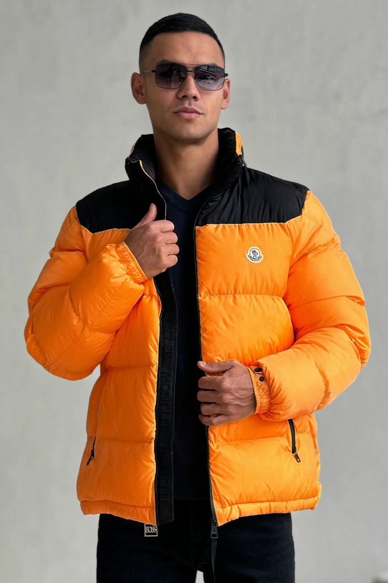 Moncler Утеплённая куртка Peuplier logo-patch - Orange / Black 
