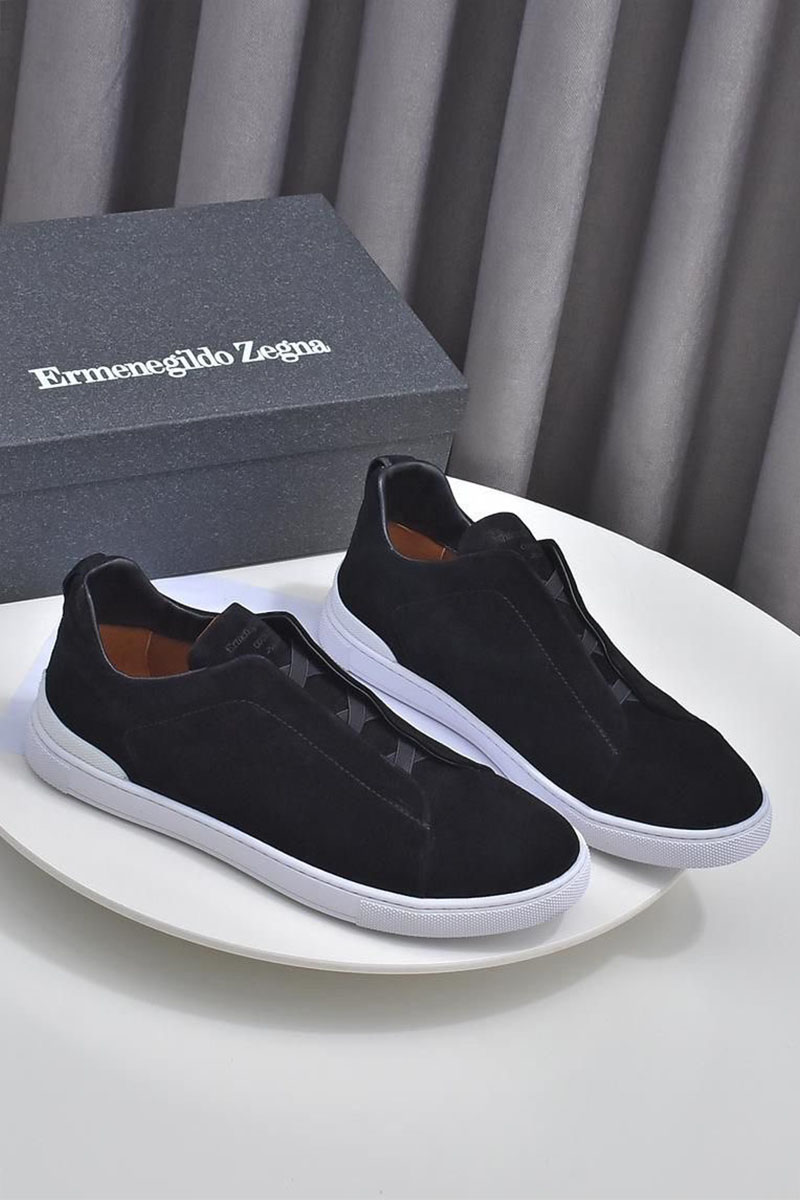 Zegna Замшевые кроссовки Triple Stitch low-top - Black
