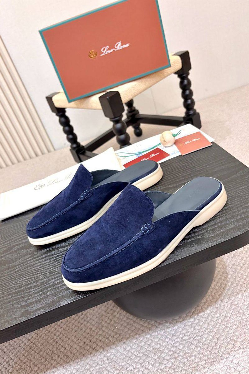 Loro Piana Мужские замшевые шлёпанцы Loro Piana