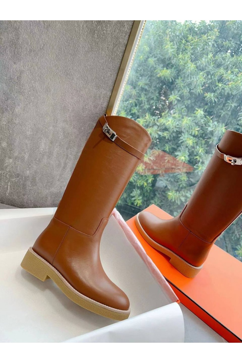 Hermes Женские кожаные сапоги Premium - Brown