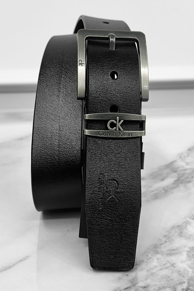 Calvin Klein Мужской кожаный ремень чёрного цвета