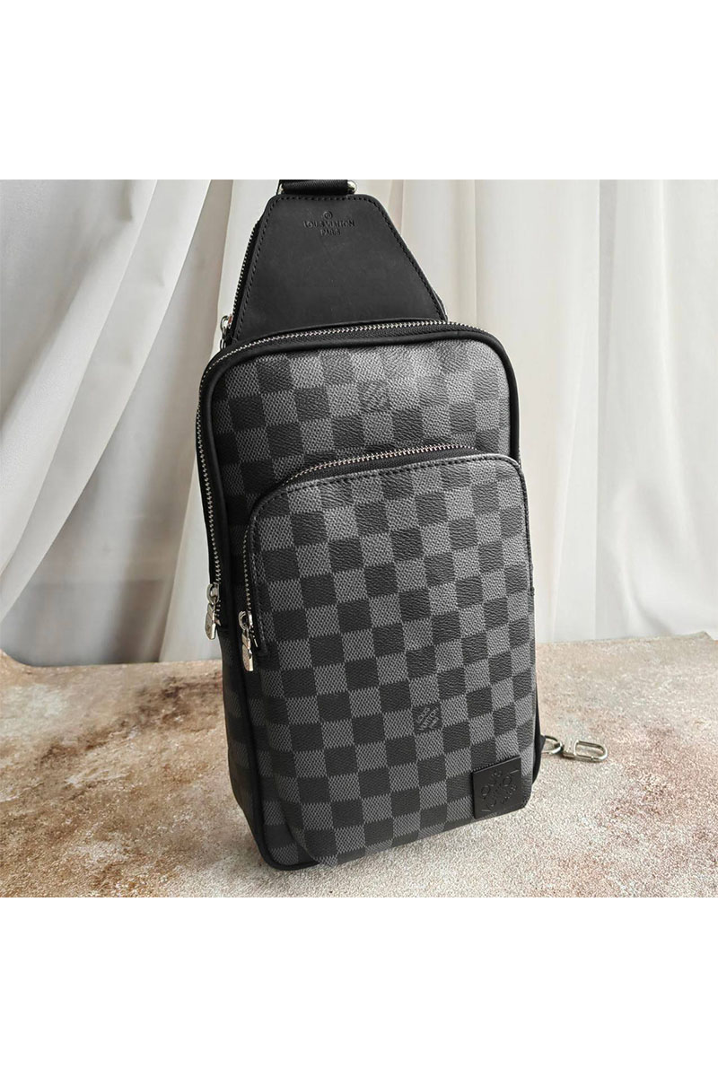 Lоuis Vuittоn Кожаная сумка Avenue Sling Damier Graphite 30x18 см