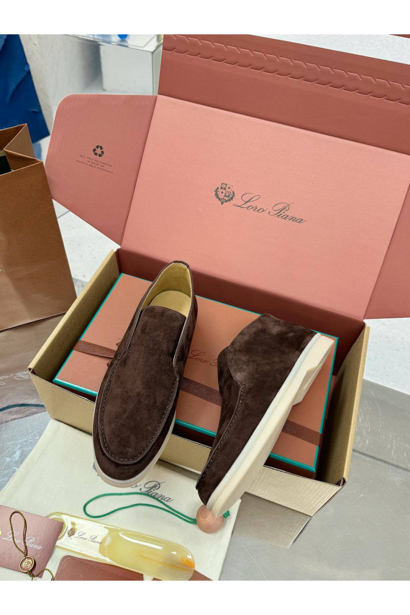 Loro Piana Женские замшевые лоферы premium - Brown