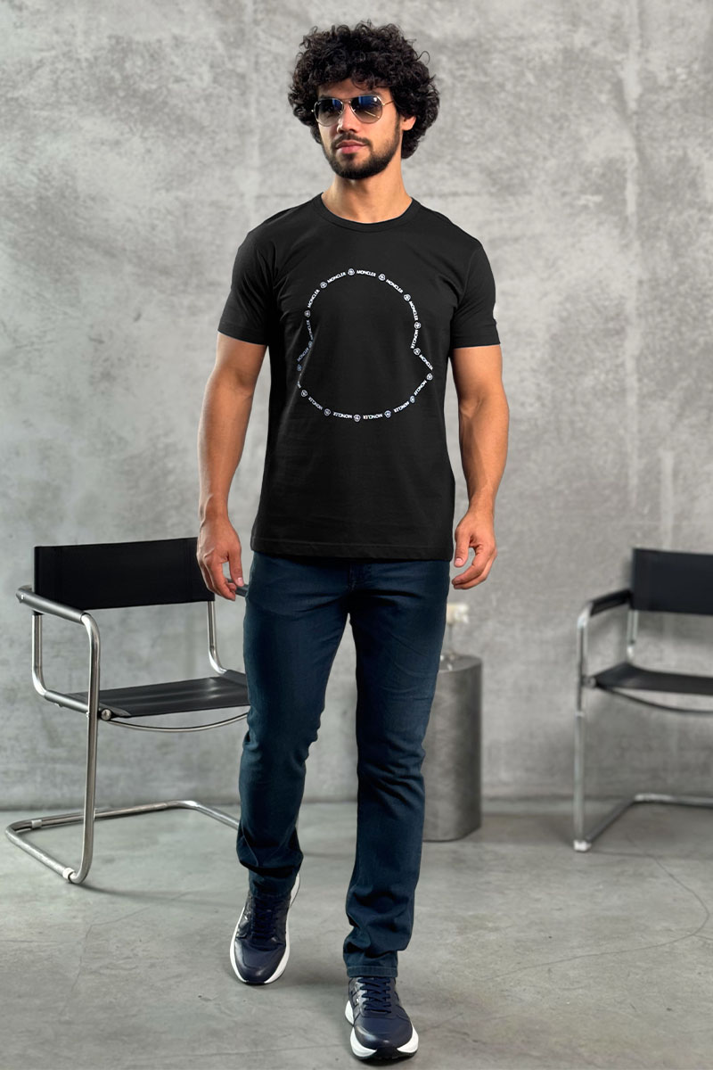 Moncler Чёрная брендовая футболка Logo Outline