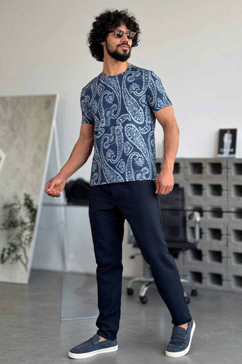 Etro Синяя футболка с узором пейсли Premium