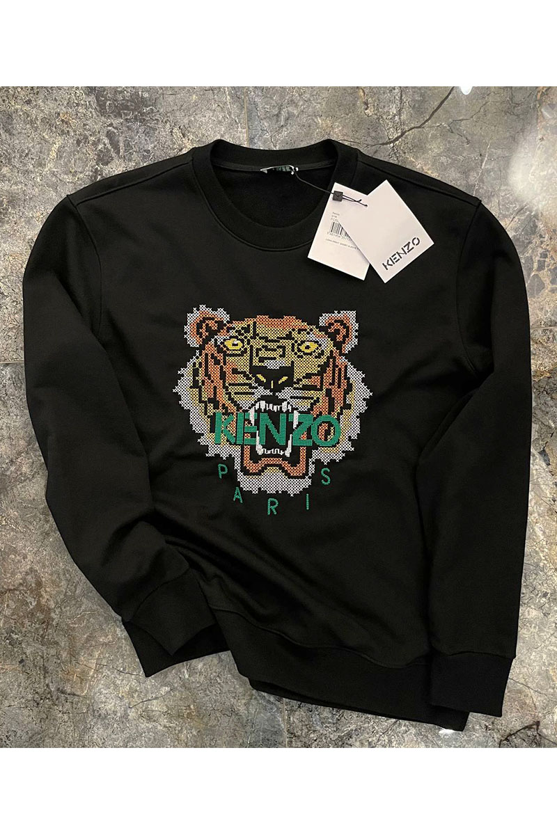 Kenzo Чёрный свитшот Tiger logo-embroidered drawstring
