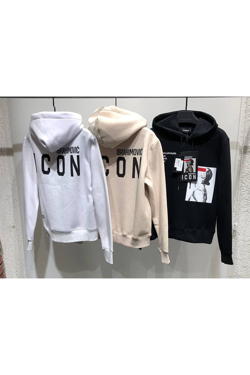 Dsquared2 Утеплённое худи на флисе Ibrahimovic "ICON" - White