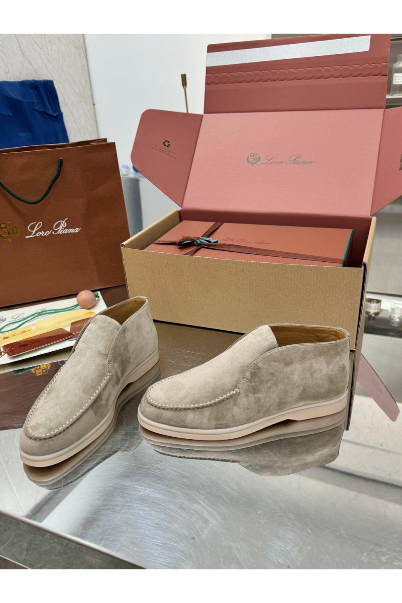 Loro Piana Женские замшевые лоферы premium - Light Grey