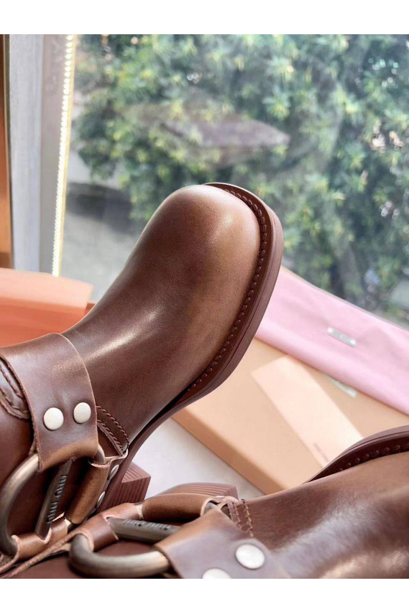 MIU MIU Женские кожаные сапоги Ankle Premium