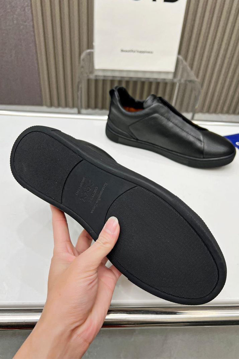 Zegna Чёрные кожаные кроссовки