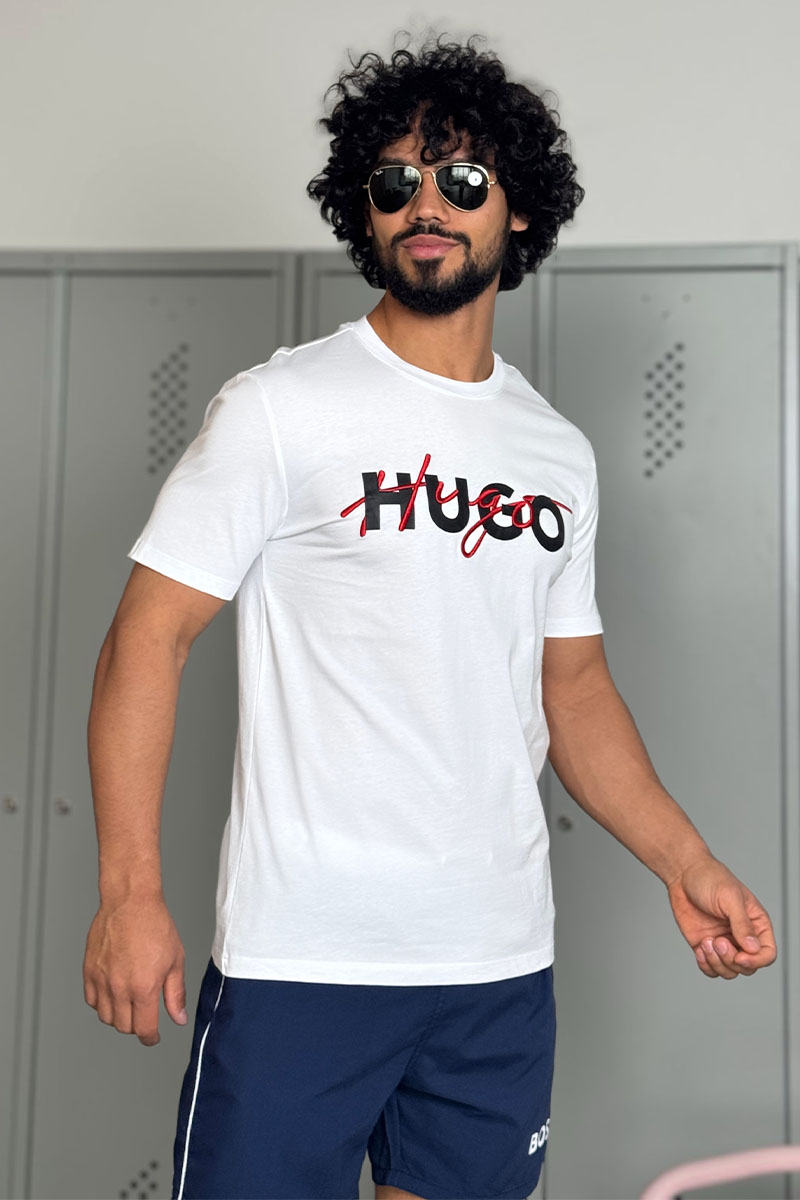 Hugо Воss Футболка белого цвета Dakaishi double logo
