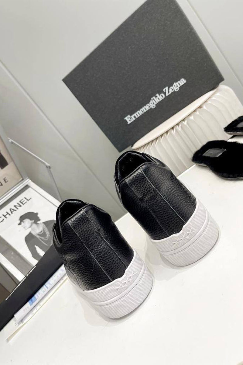 Zegna Кроссовки с мехом Triple Stitch high-top - Black