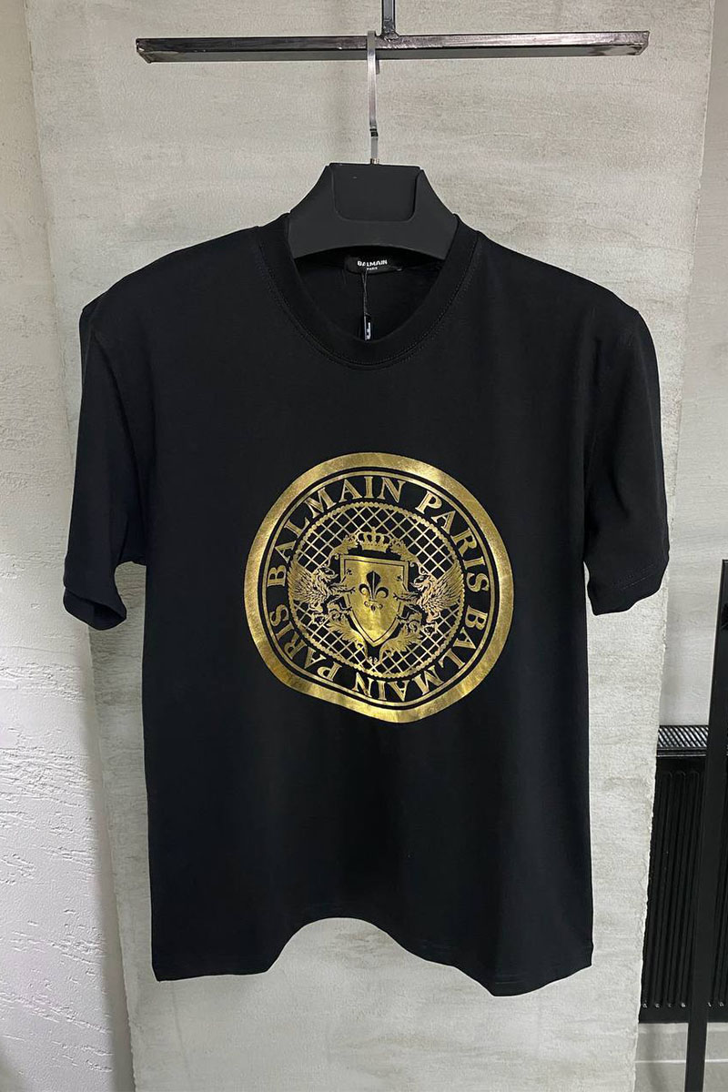 Balmain Футболка чёрного цвета metallic coin