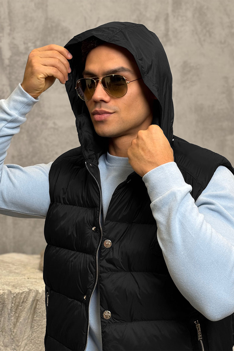 Moncler Чёрный жилет Herniaire logo-patch 