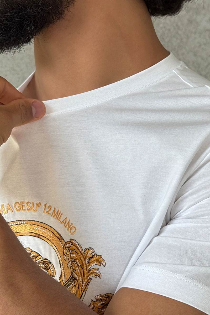 Versace Белая футболка Coupe Blason embroidered