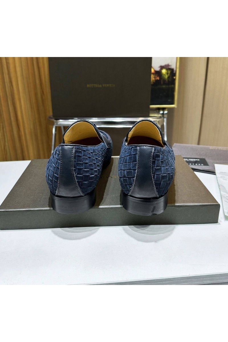 Bottega Veneta Мужские замшевые лоферы Intrecciato - Navy
