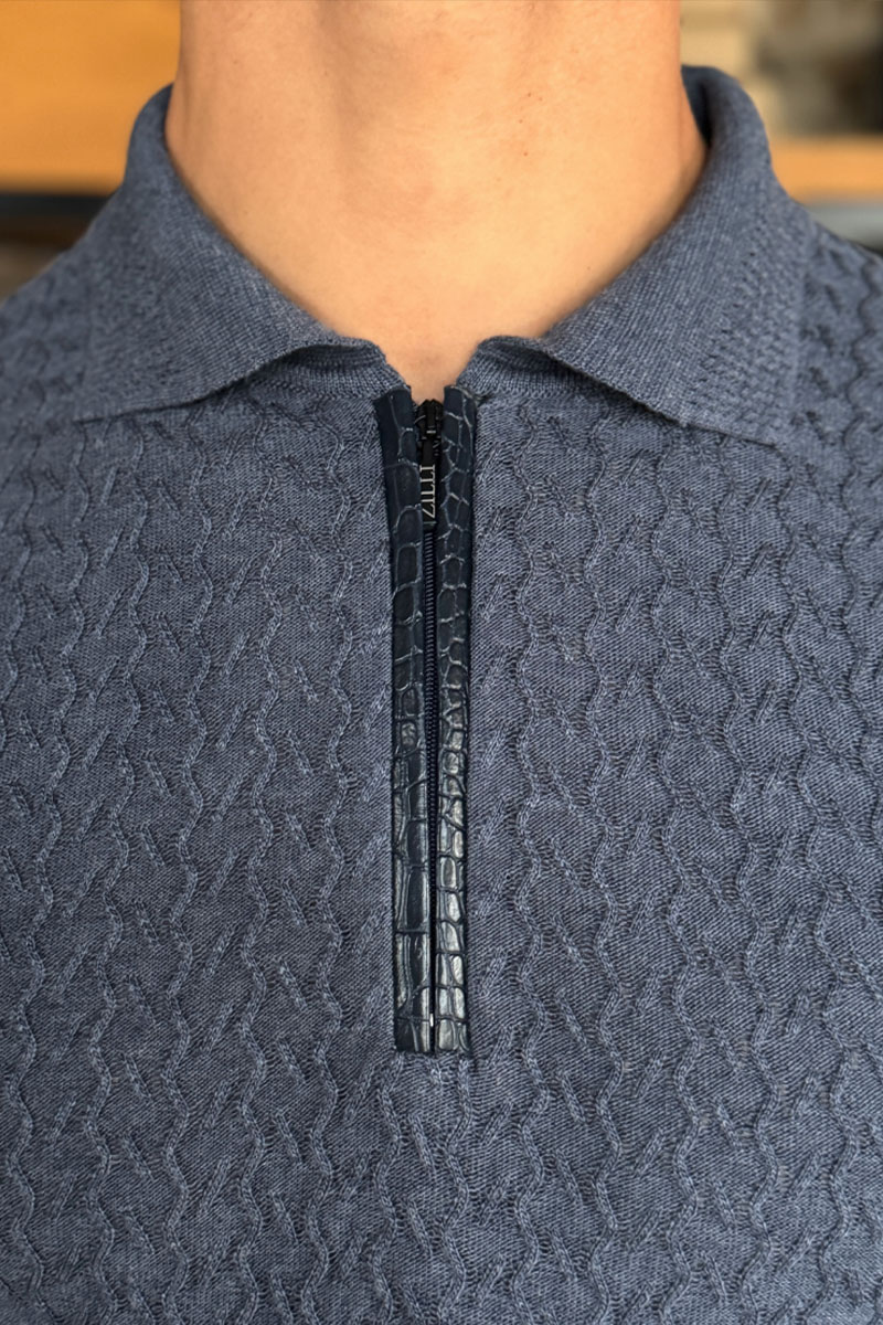 Zilli Поло с длинным рукавом zip-up - Indigo