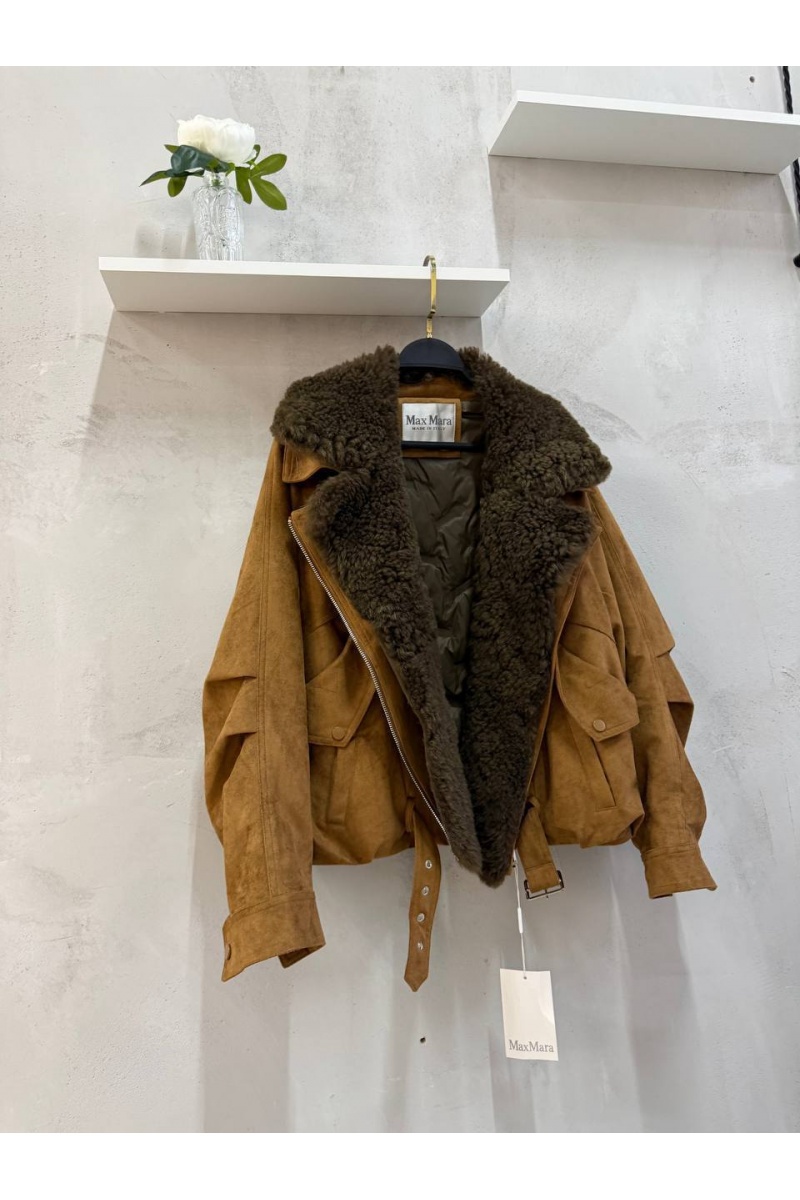 Max Mara Женский бомбер с натуральным мехом premium