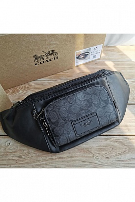 Кожаная сумка на пояс Coach Track - Black*